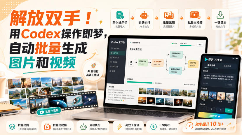 解放双手！用Codex操作即梦，自动批量生成图片和视频-皮皮网创