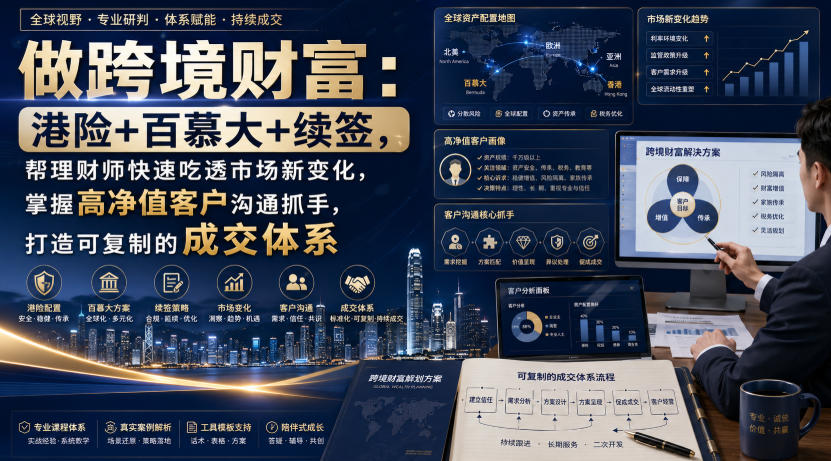 做跨境财富:港险+百慕大+续签,帮理财师快速吃透市场新变化,掌握高净值客户沟通抓手,打造可复制的成交体系-皮皮网创