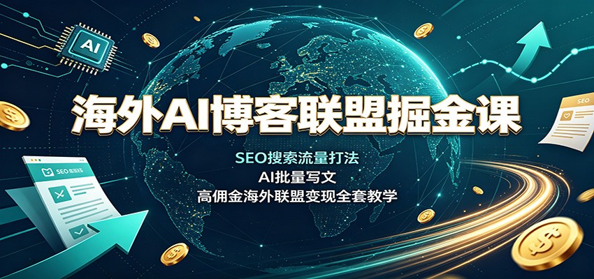 海外AI博客联盟掘金课：SEO搜索流量打法，AI批量写文，高佣金海外联盟变现全套教学-皮皮网创