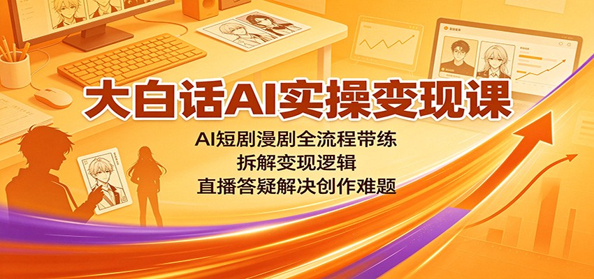 大白话AI实操变现课:AI短剧漫剧全流程带练,拆解变现逻辑,直播答疑解决创作难题-皮皮网创