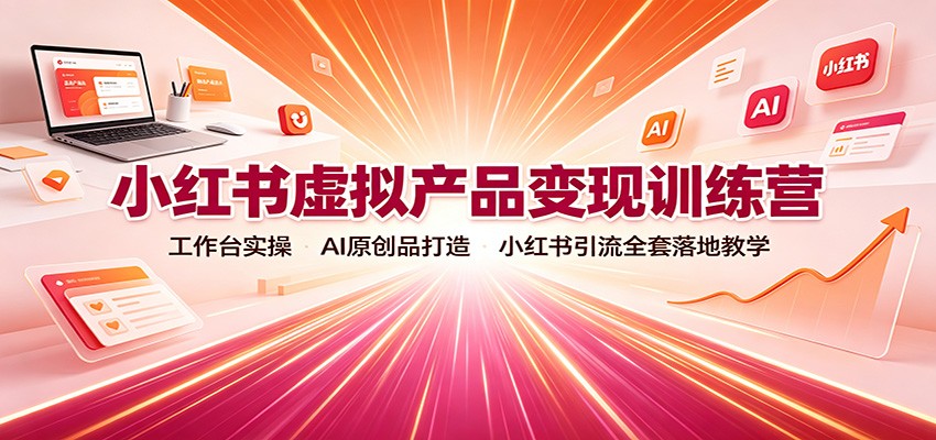 小红书虚拟产品变现训练营:工作台实操,AI原创品打造,小红书引流全套落地教学-皮皮网创