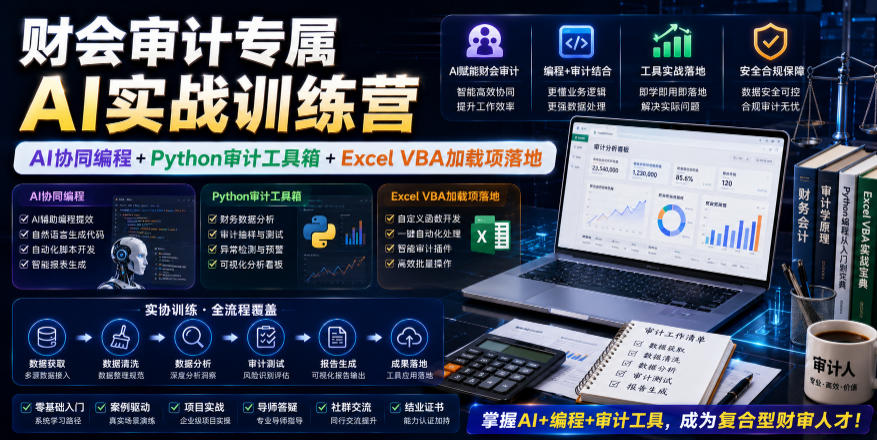 财会审计专属AI实战训练营｜AI协同编程+Python审计工具箱+Excel VBA加载项落地(更新0816)-皮皮网创