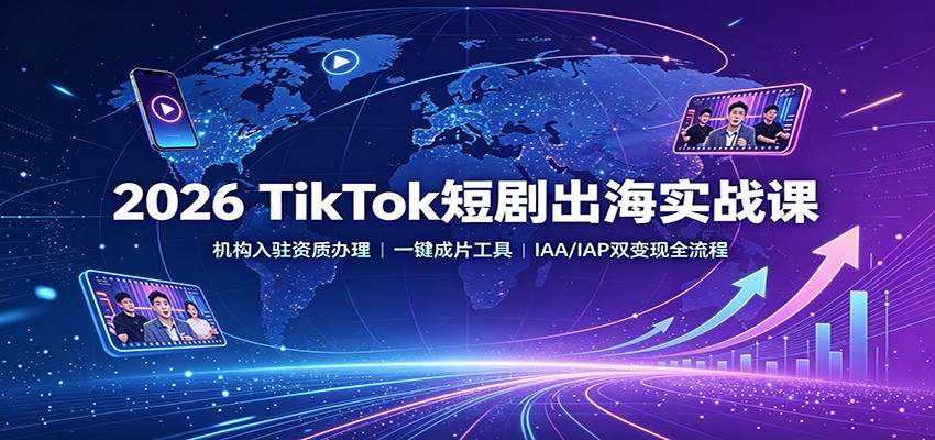 2026 TikTok短剧出海实战课:机构入驻资质办理,一键成片工具,IAA/IAP双变现全流程-皮皮网创