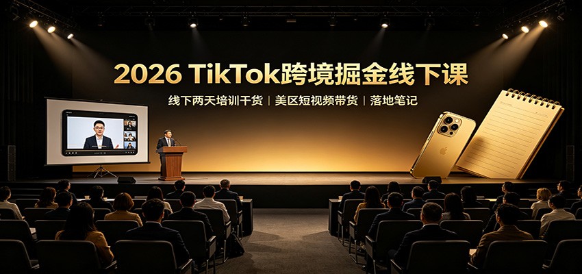 2026 TikTok跨境掘金线下课:线下两天培训干货,美区短视频带货落地笔记-皮皮网创