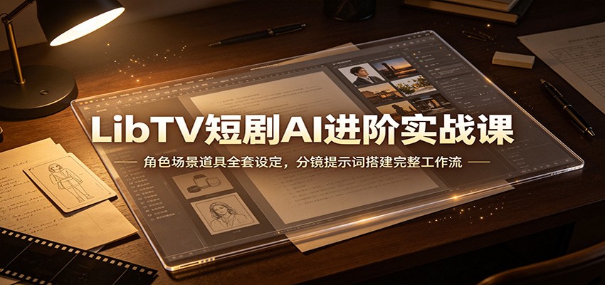 LibTV短剧AI进阶实战课:角色场景道具全套设定,分镜提示词搭建完整工作流-皮皮网创