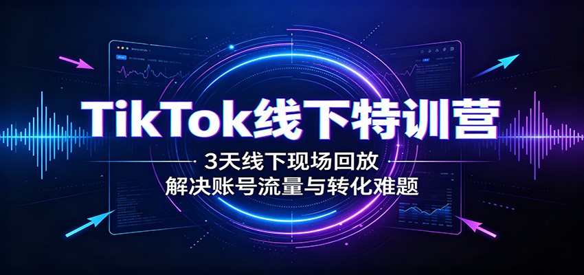 TikTok线下特训营:3天线下现场回放,解决账号流量与转化难题-皮皮网创