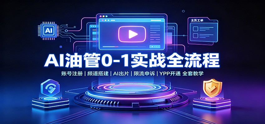 AI油管0-1实战:账号注册频道搭建,AI出片,限流申诉,YPP开通全套教学-皮皮网创