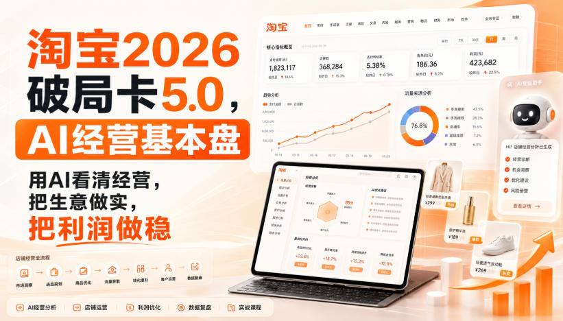 智篆商业-淘宝2026破局卡5.0,AI经营基本盘,用AI看清经营,把生意做实,把利润做稳-皮皮网创