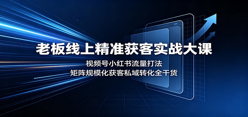 老板线上精准获客实战大课：视频号小红书流量打法，矩阵规模化获客私域转化全干货-皮皮网创