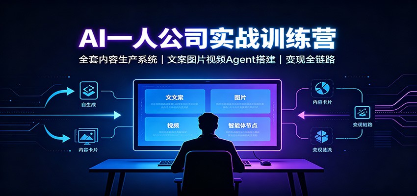 AI创作一人公司实战训练营:全套内容生产系统,文案图片视频Agent搭建变现全链路-皮皮网创