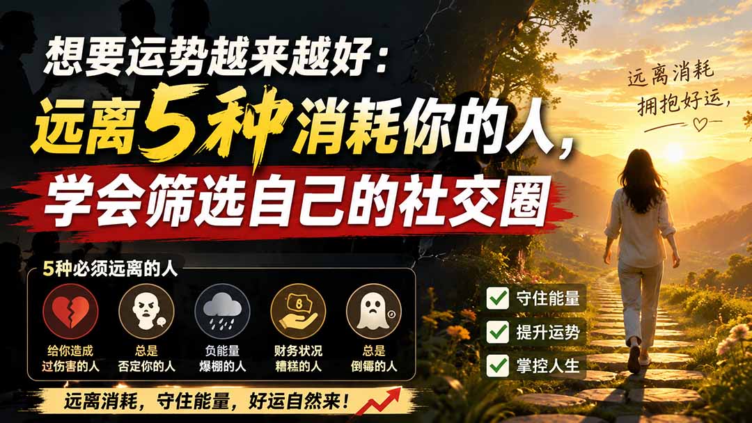付费文章:想要运势越来越好:远离5种消耗你的人,学会筛选自己的社交圈-皮皮网创