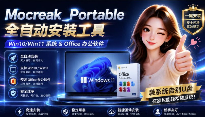 Mocreak全自动安装office和win10、win11系统,告别U盘装系统,使用安全可靠-皮皮网创