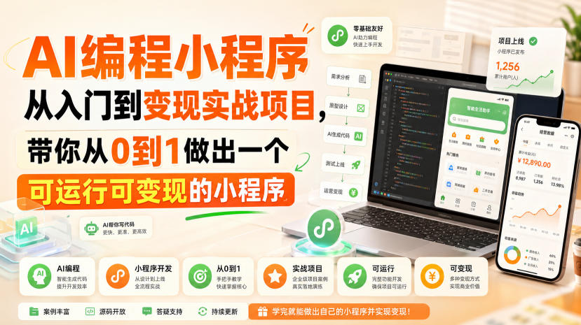 AI编程小程序从入门到变现实战项目,带你从0到1做出一个可运行可变现的小程序-皮皮网创