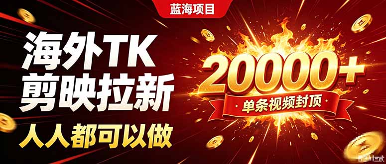 海外TK拉新新玩法,剪映就能做,不用经验不用粉丝,单条视频收益上限20000+-皮皮网创