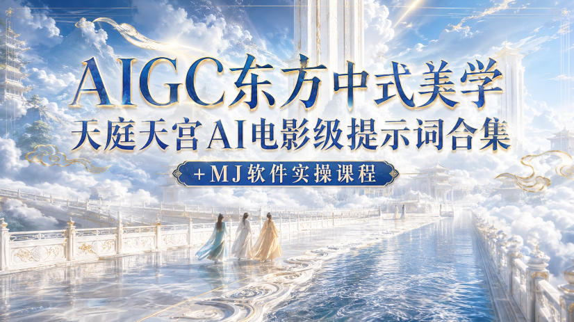 AIGC东方中式美学天庭天宫AI电影级提示词合集+MJ软件实操课程-皮皮网创