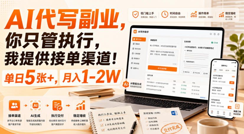 AI代写副业,你只管执行,我提供接单渠道!单日5张+,月入1-2W【揭秘】-皮皮网创