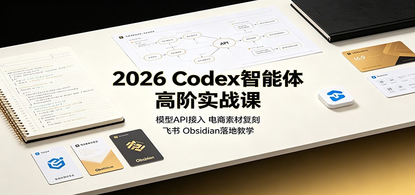 2026 Codex智能体高阶实战课：模型API接入，电商素材复刻，飞书Obsidian落地教学-皮皮网创