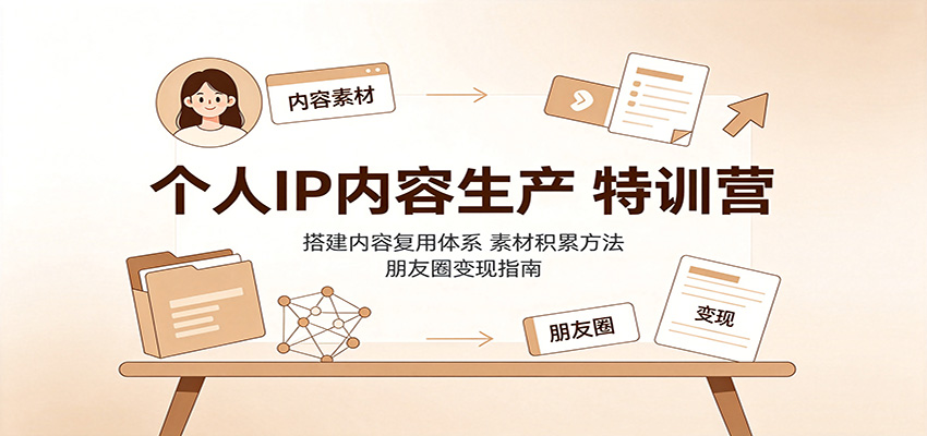 个人IP内容生产特训营：搭建内容复用体系，素材积累方法，朋友圈变现指南-皮皮网创