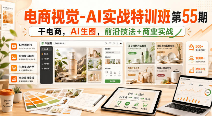 电商视觉-AI实战特训班第55期,干电商,AI生图,前沿技法+商业实战-皮皮网创