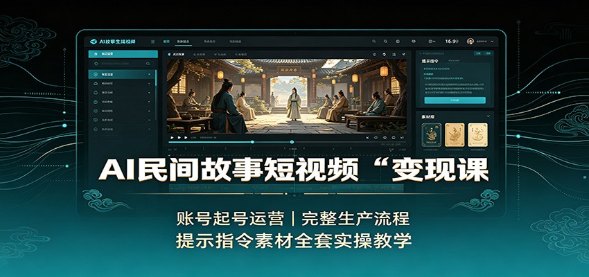 AI民间故事短视频变现课:账号起号运营,完整生产流程,提示指令素材全套实操教学-皮皮网创