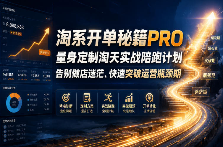 淘系开单秘籍PRO,量身定制淘天实战陪跑计划,告别做店迷茫、快速突破运营瓶颈期(更新260823)-皮皮网创