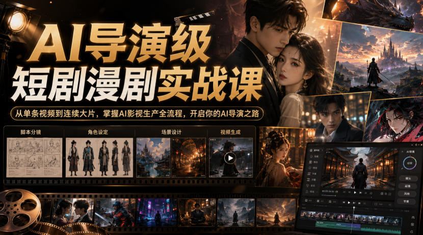 AI导演级短剧漫剧实战课,从单条视频到连续大片,掌握AI影视生产全流程,开启你的AI导演之路!-皮皮网创