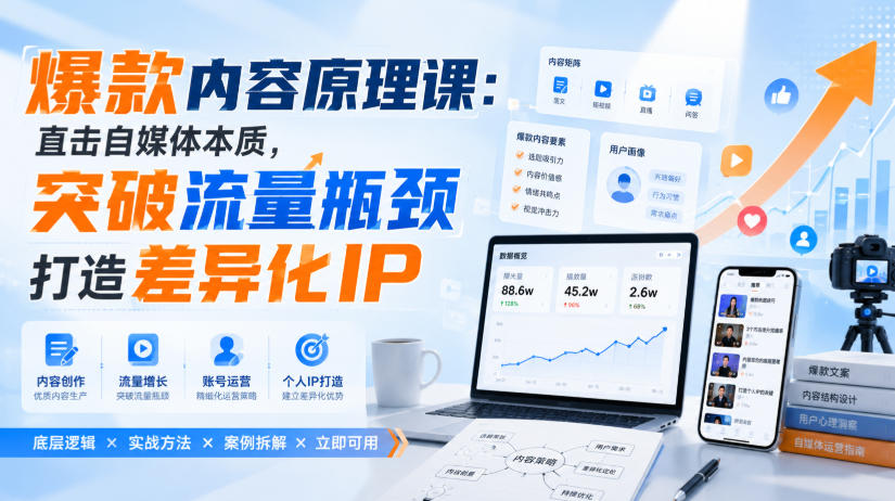 爆款内容原理课：直击自媒体本质，突破流量瓶颈打造差异化IP-皮皮网创