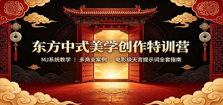 东方中式美学创作特训营:MJ系统教学,多商业案例,电影级天宫提示词全套指南-皮皮网创