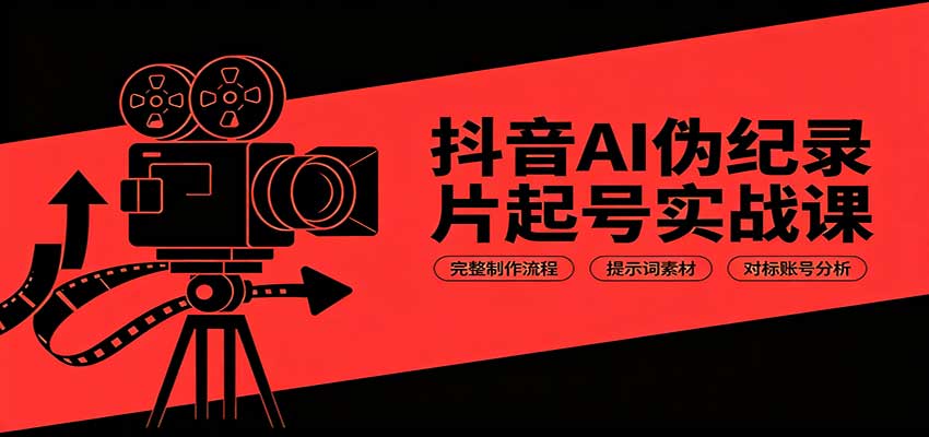抖音AI伪纪录片起号实战课:完整制作流程,提示词素材,对标账号分析-皮皮网创