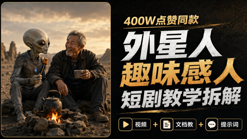 400W点赞同款外星人趣味感人短剧教学拆解,视频+文档教+提示词-皮皮网创