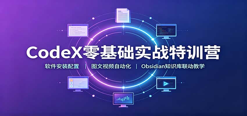 CodeX零基础实战特训营:软件安装配置,图文视频自动化,Obsidian知识库联动教学-皮皮网创