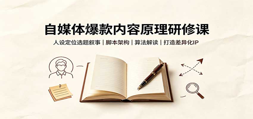 自媒体爆款内容原理研修课:人设定位选题叙事,脚本架构,算法解读打造差异化IP-皮皮网创