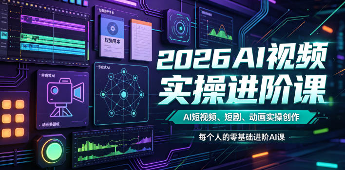 2026AI视频实操进阶课,AI短视频、短剧、动画实操创作,每个人的零基础进阶ai课(更新0825)-皮皮网创