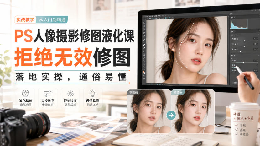 PS人像摄影修图液化课,拒绝无效修图,落地实操,通俗易懂-皮皮网创