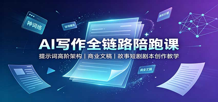 AI写作全链路陪跑课:提示词高阶架构,商业文稿,故事短剧剧本创作教学-皮皮网创