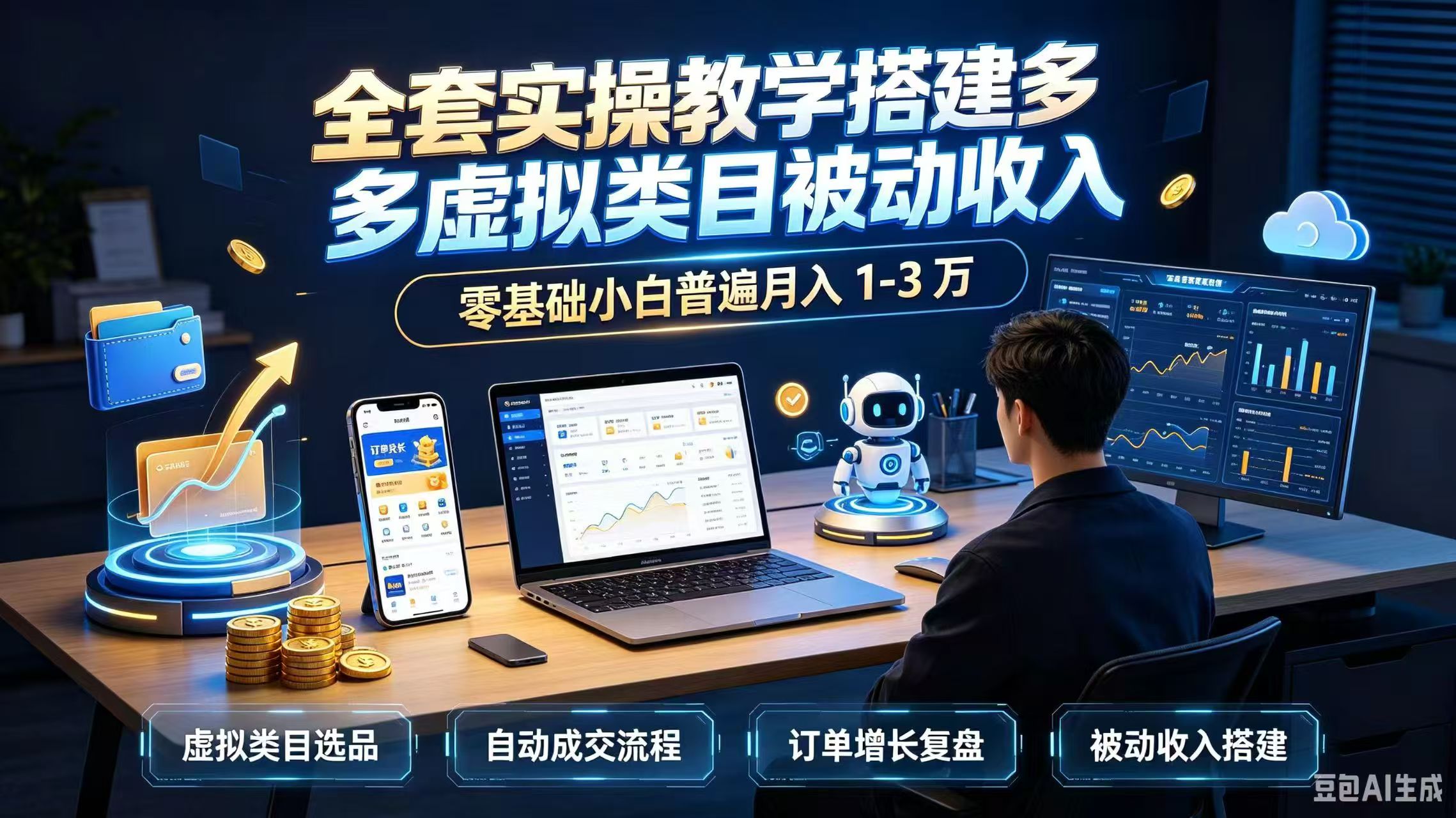全套实操教学搭建多多虚拟类目被动收入，零基础小白普遍月入 1-3 万-皮皮网创