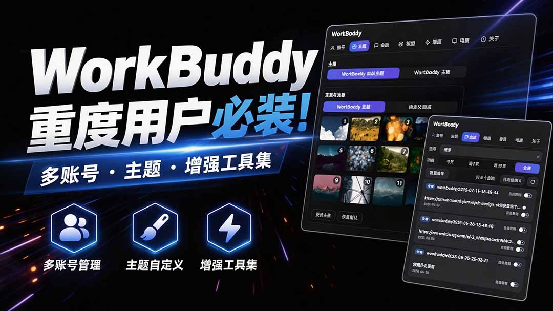 WorkBuddy重度用户必装!多账号·主题·增强工具集,零侵入、零重签名,WorkDaddy-皮皮网创