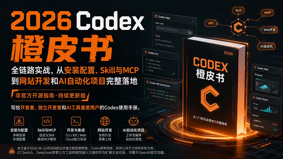 2026Codex橙皮书：全链路实战，从安装配置、Skill与MCP到网站开发和AI自动化项目完整落地-皮皮网创