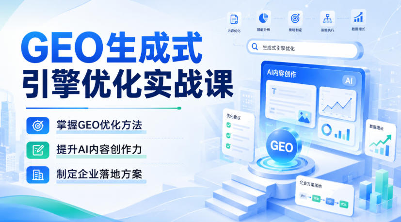 GEO生成式引擎优化实战课,掌握GEO优化方法,提升AI内容创作力,制定企业落地方案-皮皮网创