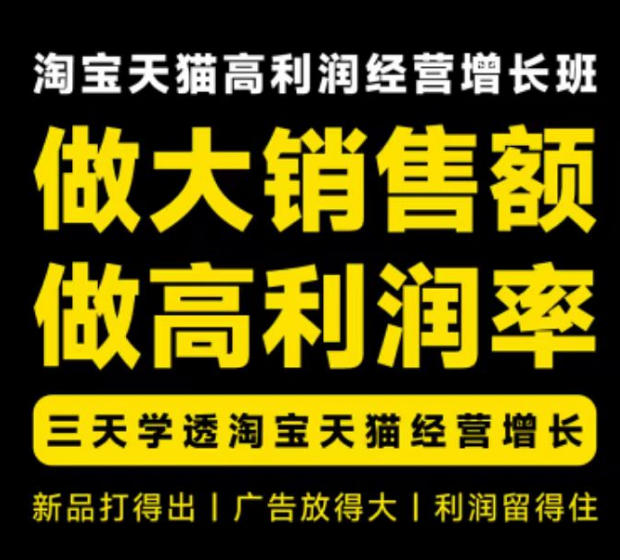 天猫淘宝高利润经营增长班杭州线下课31期8月22-24日,做大销售额做高利润率,三天学透淘宝天猫经营增长-皮皮网创