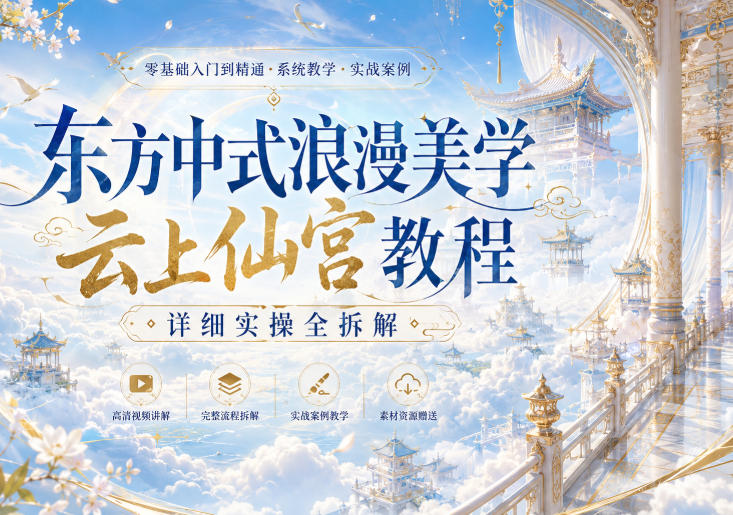 东方中式浪漫美学云上仙宫教程,详细实操全拆解-皮皮网创