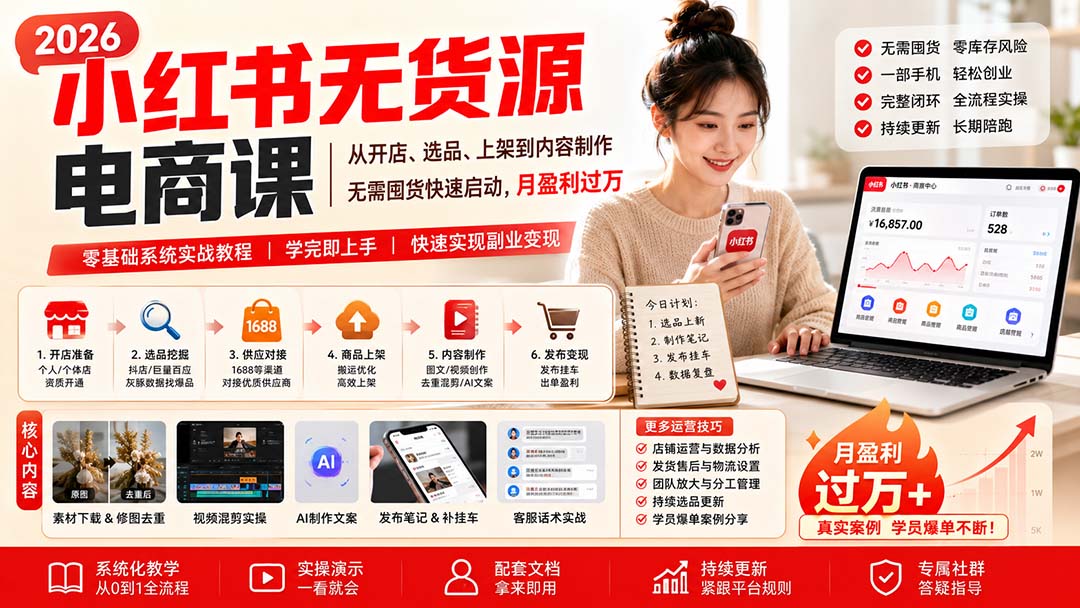 小红书无货源电商课(8月30更新-皮皮网创