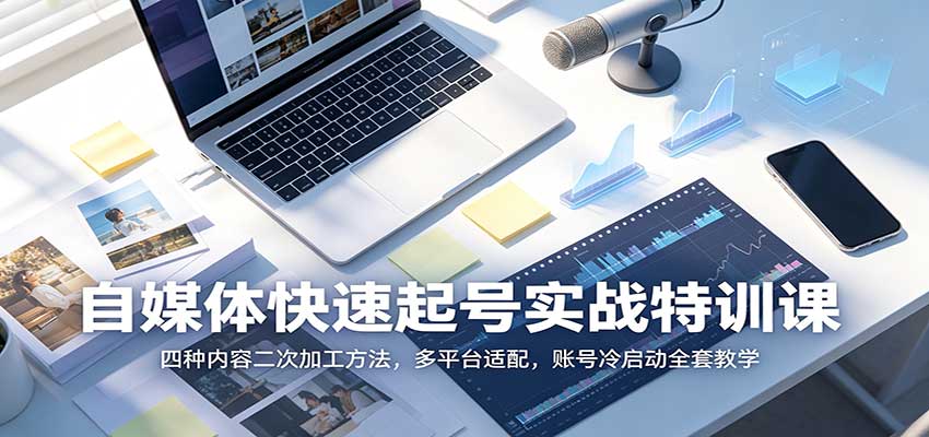 自媒体快速起号实战特训课：四种内容二次加工方法，多平台适配，账号冷启动全套教学-皮皮网创