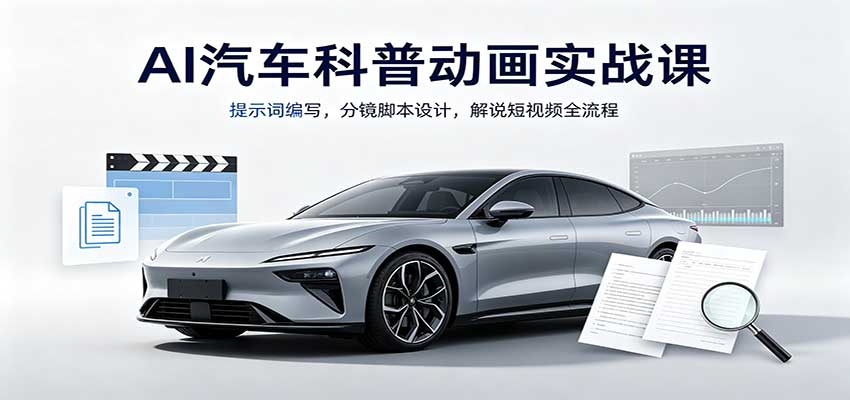 AI汽车科普动画实战课:提示词编写,分镜脚本设计,解说短视频全流程-皮皮网创