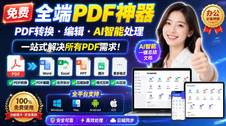 免费全端PDF神器,PDF转换·编辑·AI智能处理,一站式解决所有PDF需求!-皮皮网创