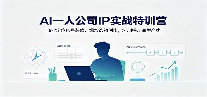 AI一人公司IP实战特训营:商业定位账号装修,爆款选题创作,Skill提示词生产线-皮皮网创