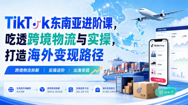 TikTok东南亚进阶课,吃透跨境物流与实操,打造海外变现路径-皮皮网创