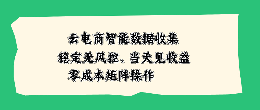 云电商智能数据收集,稳定无风控,当天见收益,零成本矩阵操作-皮皮网创