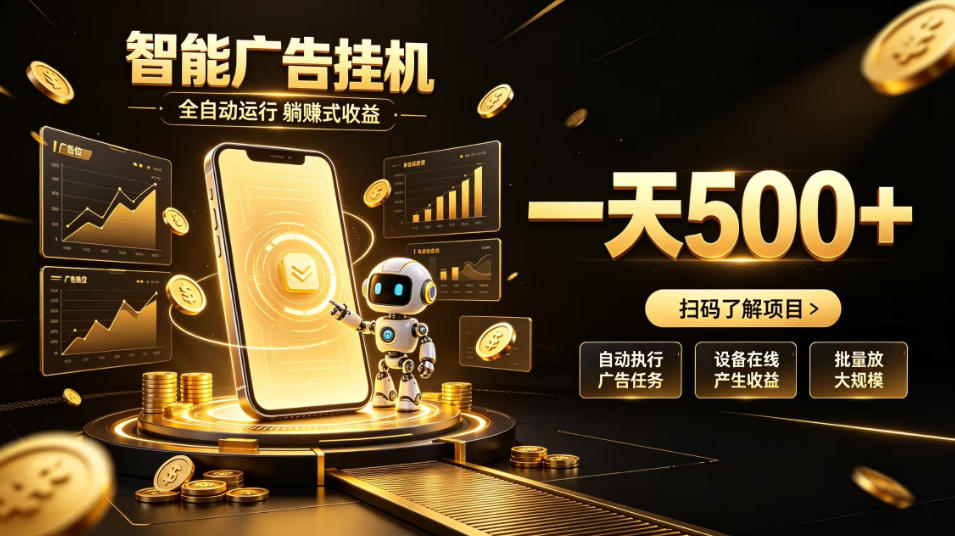 智能广告挂G项目,无需人工值守,全自动躺賺增收,单日收益可达500+【揭秘】-皮皮网创
