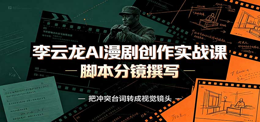 李云龙AI漫剧创作实战课:角色人设还原,脚本分镜撰写,AI漫剧成片完整制作教学-皮皮网创